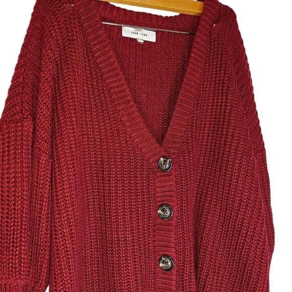 John + Jenn Burgundy Knit Cottagecore Cardigan Sweater - Picture 4 of 7
